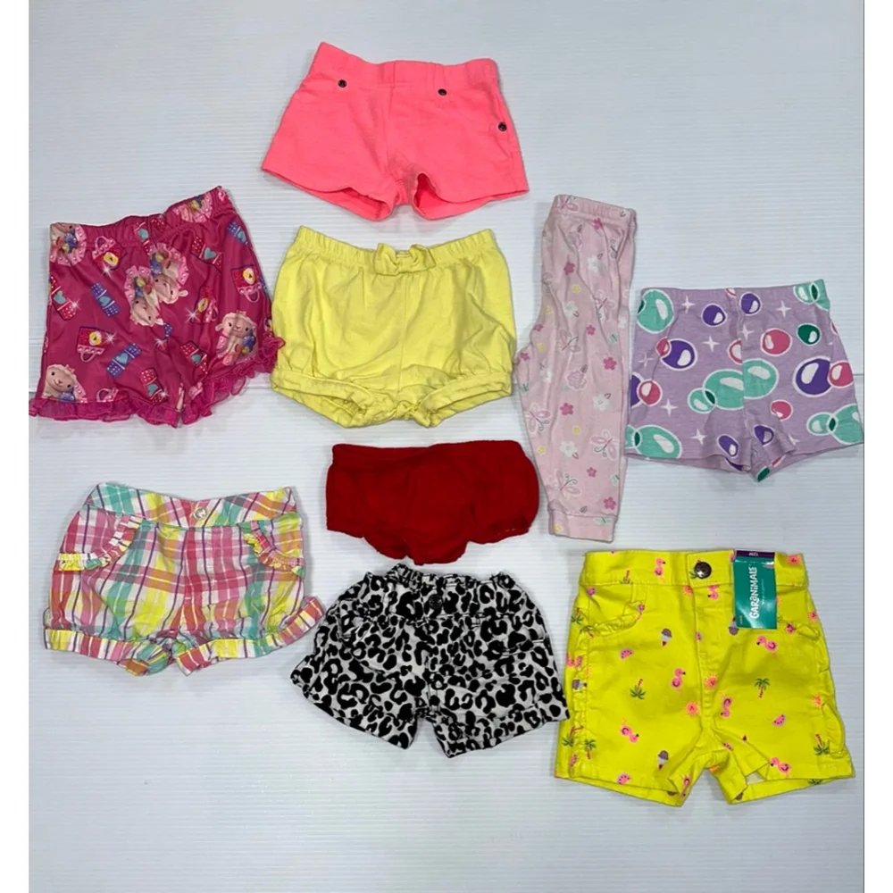 Lot of 9 baby girl bottoms bundle shorts pant bloomer size 12 months